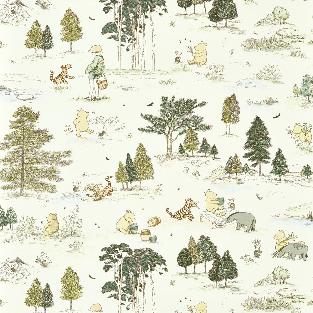 Winnie The Pooh Wallpaper 217280 by Disney Home x Sanderson in Macaron Green